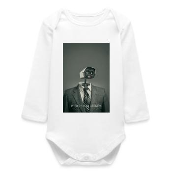 Privacy Is An Illusion Poster Minimal - Baby Organic Langarmbody - Weiß - Vorne