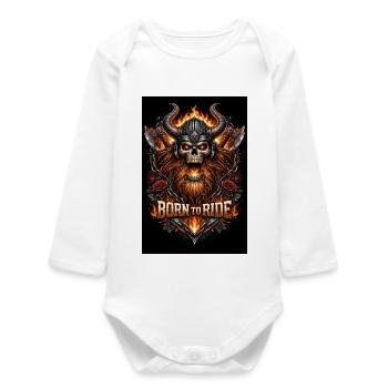 Né pour rouler – Biker Skull - Body bébé manches longues biologique - blanc - Devant