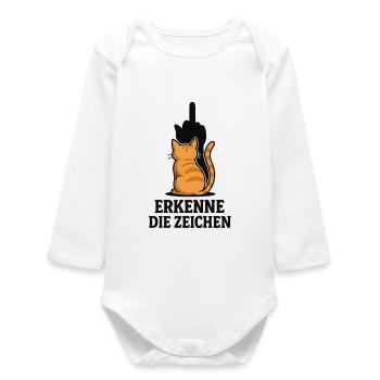 Katze mit Mittelfinger - Baby Organic Langarmbody - Weiß - Vorne