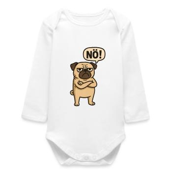 Pug Dog Nope Statement - Baby Organic Long-Sleeved Bodysuit - white - Front