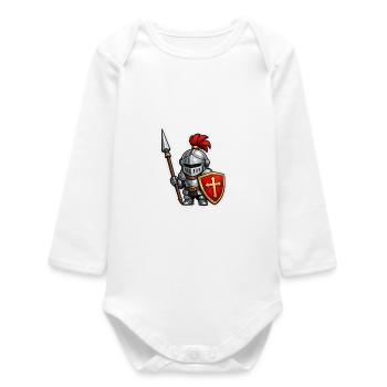 Little knight with lance . AI generated - Baby Organic Long-Sleeved Bodysuit - white - Front