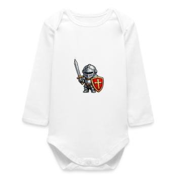 Little Knight with Sword . AI generated - Baby Organic Long-Sleeved Bodysuit - white - Front