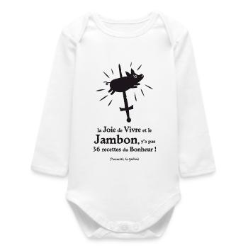 La joie de vivre et le Jambon... Perceval - Body bébé manches longues biologique - blanc - Devant