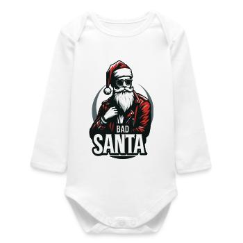 Santa Rocker - Trendy Christmas - Baby Organic Long-Sleeved Bodysuit - white - Front