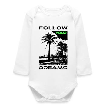Palm Faces in Black and White Style - Baby Organic Long-Sleeved Bodysuit - white - Front