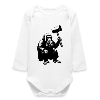 Singe juge avec un marteau géant - Body bébé manches longues biologique - blanc - Devant