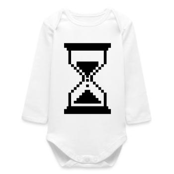 Pixel Sanduhr Ladesymbol - Baby Organic Langarmbody - Weiß - Vorne
