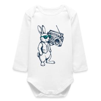 Boombox Easter Bunny - Baby Organic Long-Sleeved Bodysuit - white - Front