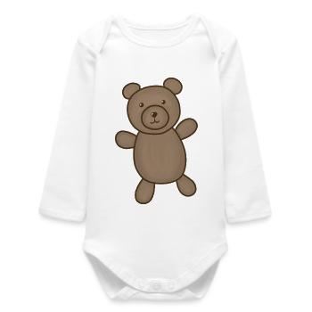 Kuschelbär Braun Illustration - Baby Organic Langarmbody - Weiß - Vorne