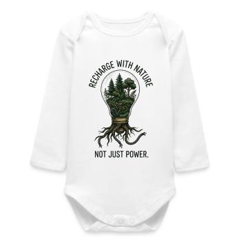 Eco-Surrealism: Recharge with Nature Lightbulb - Baby Organic Long-Sleeved Bodysuit - white - Front