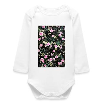 Motif de roses vintage - Body bébé manches longues biologique - blanc - Devant