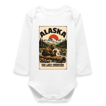 Paysages rétro des ours de la frontière de l’Alaska - Body bébé manches longues biologique - blanc - Devant