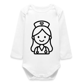 infirmière - Body bébé manches longues biologique - blanc - Devant