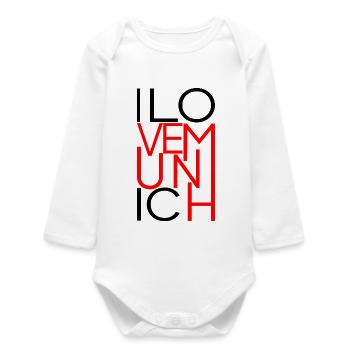 I love Munich - Ich liebe München - Baby Organic Long-Sleeved Bodysuit - white - Front