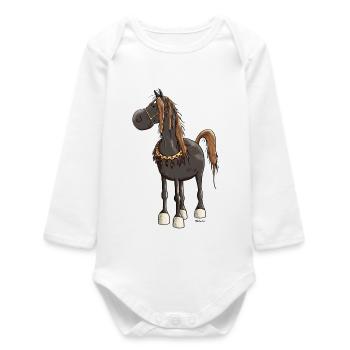 Cheval Arabe Mignon - Chevaux - Body bébé manches longues biologique - blanc - Devant
