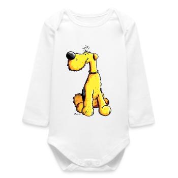 Aron Airedale Terrier - Baby Organic Long-Sleeved Bodysuit - white - Front