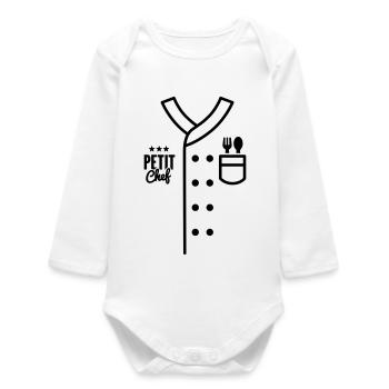 Enfants Chef Uniforme Petit Chef Enfant Costume de cuisine - Body bébé manches longues biologique - blanc - Devant