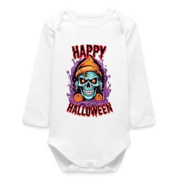 Horror Skull Halloween Design - Baby Organic Long-Sleeved Bodysuit - white - Front
