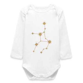 Étoile Constellation Vierge Zodiaque Signe de naissance Doré - Body bébé manches longues biologique - blanc - Devant