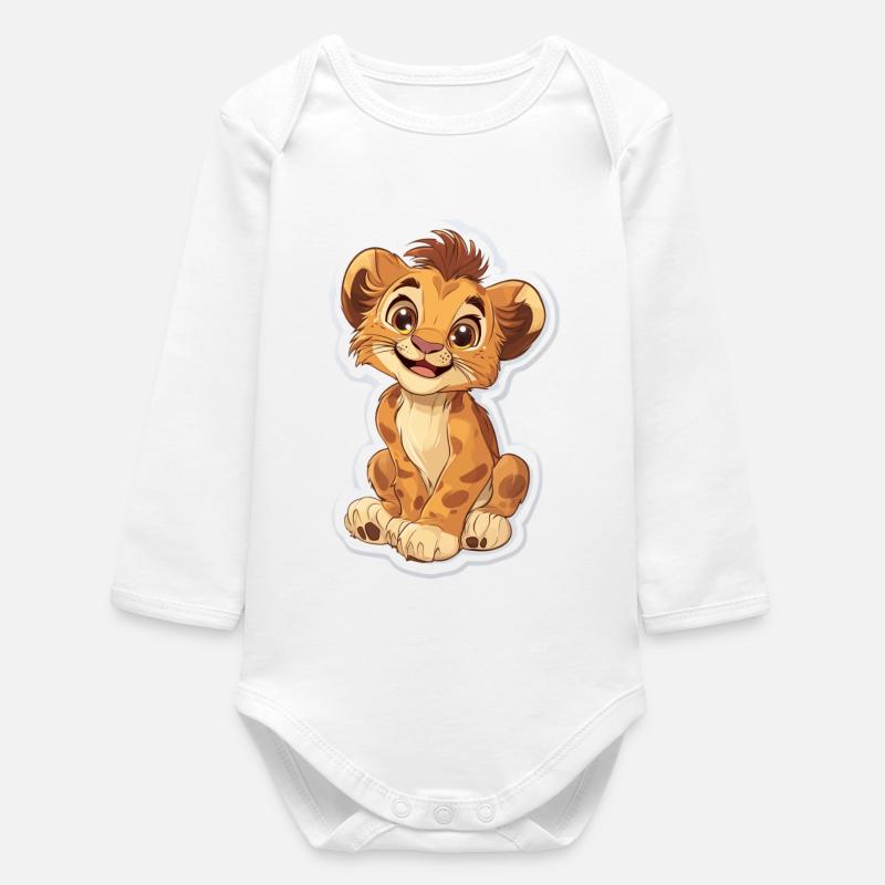 Lion - Baby Organic Long-Sleeved Bodysuit - white