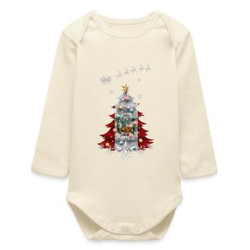 Weihnachtsbaum mit Peru-Flagge - Baby Organic Langarmbody - Natur - Vorne