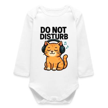 Mode sommeil Cat DJ avec casque - Body bébé manches longues biologique - blanc - Devant