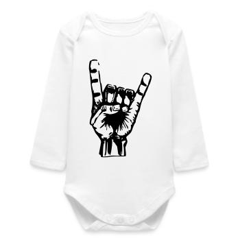 Mano_Mutant_links _Motivfarbe_frei_waehlbar - Baby Organic Long-Sleeved Bodysuit - white - Front