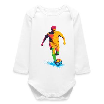 Farbiges Fußball-Sprint-Silhouette - Baby Organic Langarmbody - Weiß - Vorne