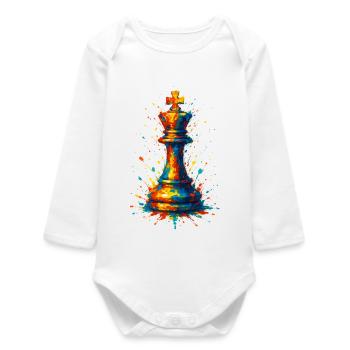 King of Chess Colorful Watercolor Style - Baby Organic Long-Sleeved Bodysuit - white - Front
