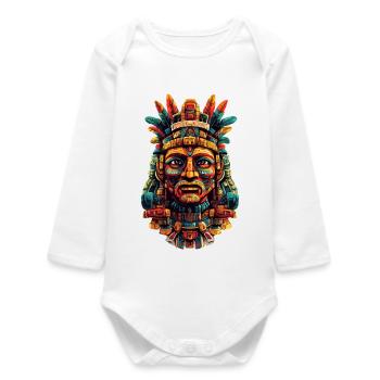 Masque de plume aztèque - Body bébé manches longues biologique - blanc - Devant