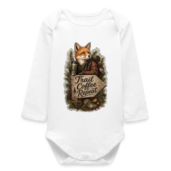 Trail Coffee Repeat Fox - Baby Organic Long-Sleeved Bodysuit - white - Front