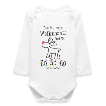 Mein Weihnachtsoutfit Mürrisches Rentier Ho Ho Ho - Baby Organic Langarmbody - Weiß - Vorne