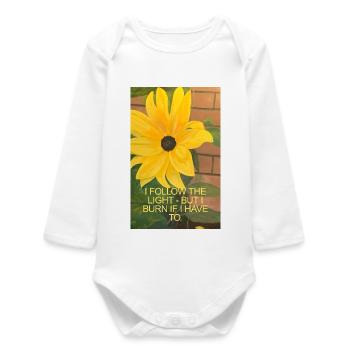 Sunflower with Inspirational Quote - Baby Organic Long-Sleeved Bodysuit - white - Front
