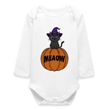 Chat Halloween - Body bébé manches longues biologique - blanc - Devant