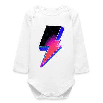 Neon Lightning Bolt Gradient - Baby Organic Long-Sleeved Bodysuit - white - Front
