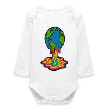 Earth Melting Rainbow Lava - Baby Organic Long-Sleeved Bodysuit - white - Front