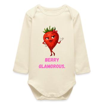 Caricature de la dame à la fraise glamour Berry - Body bébé manches longues biologique - écru doux - Devant