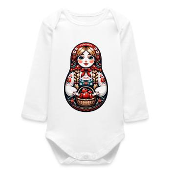  Matroschka auf russisch Matryoshka Doll Russian - Baby Organic Langarmbody - Weiß - Vorne