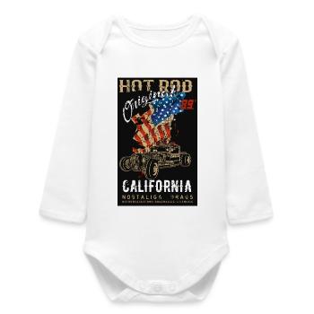 Hot Rod California Nostalgia Print - Baby Organic Long-Sleeved Bodysuit - white - Front