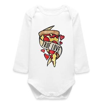 True Love Pizza Hearts - Baby Organic Long-Sleeved Bodysuit - white - Front