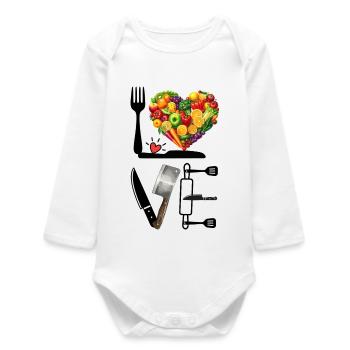 Fruit Heart: Kitchen Love in Color - Baby Organic Long-Sleeved Bodysuit - white - Front
