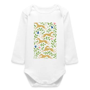 Golden Gallop in Floral Vines - Baby Organic Long-Sleeved Bodysuit - white - Front