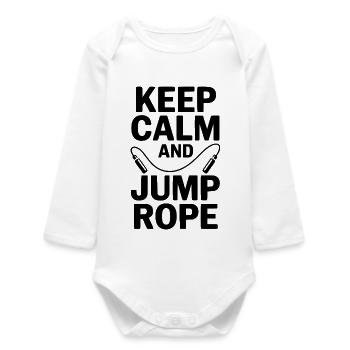 Keep Calm and Jump Rope - Baby Organic Long-Sleeved Bodysuit - white - Front