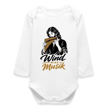 Panflute - Wind becomes music for panflutists - Baby Organic Long-Sleeved Bodysuit - white - Front
