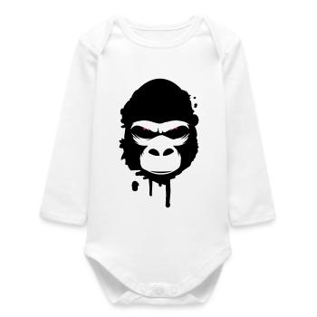 Une tête de gorille Graffiti - Body bébé manches longues biologique - blanc - Devant