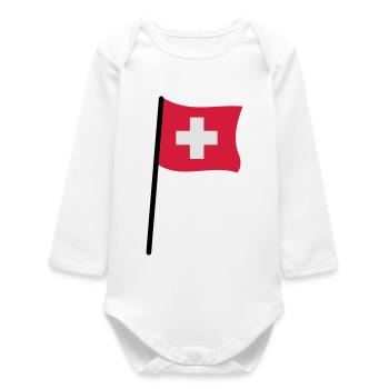 drapeau suisse - Body bébé manches longues biologique - blanc - Devant
