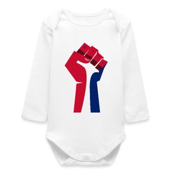 The Raised Fist (Red, White, Blue) - Baby Organic Long-Sleeved Bodysuit - white - Front