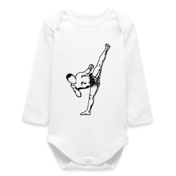 Kickboxing - Baby Organic Long-Sleeved Bodysuit - white - Front