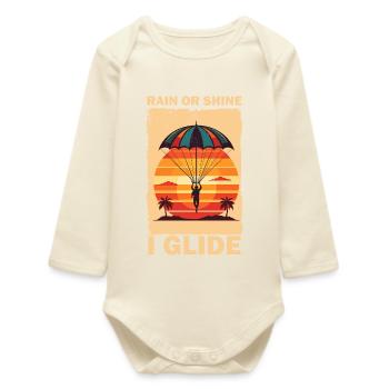 Sunset with paraglider - Baby Organic Long-Sleeved Bodysuit - soft Ecru - Front