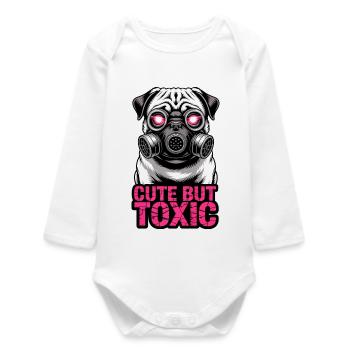 Cute But Toxic Pug Gas Mask - Baby Organic Long-Sleeved Bodysuit - white - Front